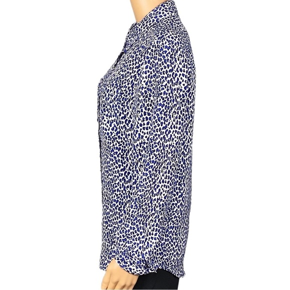 JUICY COUTURE blue, black & white leopard print, button-down blouse. Medium. EUC - Picture 7 of 11